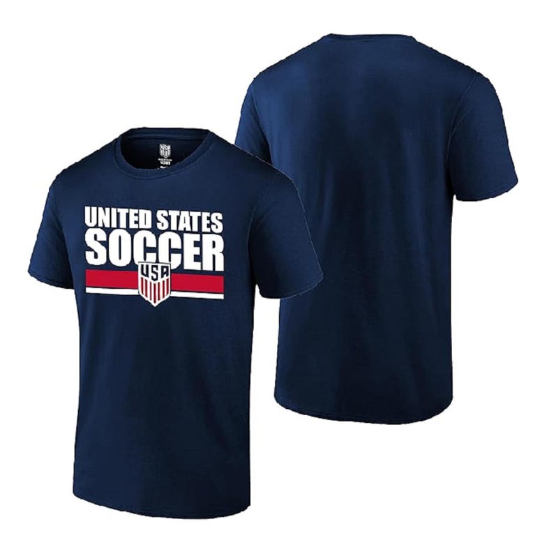 U.S. Soccer USMNT Logo Adult T-Shirt Navy Logo Word [Custom] Name + Number immagine 2
