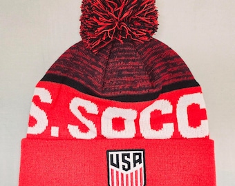 U.S Soccer Identity Adult Beanie - Big Letter Home color Beanie - Custom Name Initials