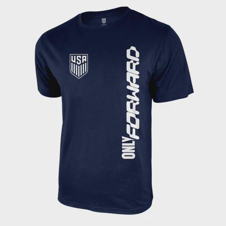 USMNT Soccer T-Shirt: Navy Blue, Only Forward Print image 2