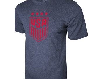U.S. Soccer USMNT Logo Adult T-Shirt Grey w/ Red Logo Name and Number
