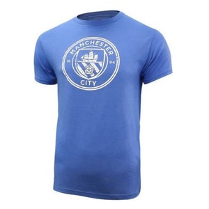 Manchester City Distressed Logo T-Shirt - Blue [Custom] Name + Number