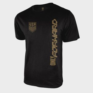 U.S. Soccer USMNT Logo Adult T-Shirt Black with Gold Print Only Forward image 2