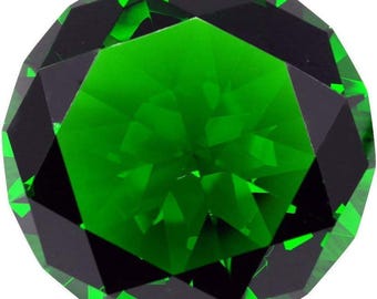 100mm Emerald Green Diamond Shaped Jewel Crystal Paperweight