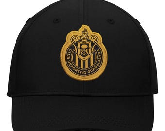 Chivas De Guadalajara Soccer Cap: Black & Gold Logo, Custom Name Option