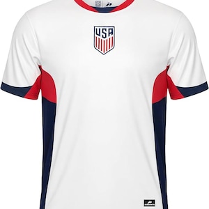 2026 US Soccer USMNT Game Day Soccer T-Shirt: Official Licensed Poly Jersey - White Home Team Color - Adult Men Size image 1