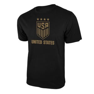 USWNT T-Shirt: U.S. Soccer Federation Logo, Black & Gold (Custom Name/Number) image 2