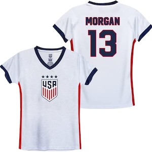 USWNT Player Official Licensed U.S. Soccer USWNT 4 Stars Girl's Game Day Shirts Football Tee Top - Morgan 13