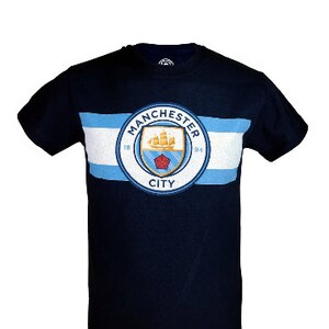 Manchester City Distressed Team Logo T-Shirt - Navy [Custom] Name + Number