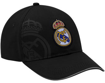 2025 Real Madrid Official Licensed Soccer Cap - Black with Faded Logo - Custom Name Initials