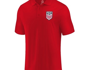 USMNT Soccer Polo Shirt: Official U.S. Soccer Poly T-Shirt - Custom Name/Number