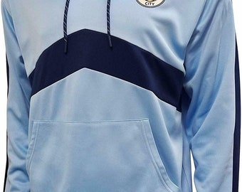 MANCHESTER CITY Official Licensed Home Color Soccer Hoodie - Light Blue - Custom Your Name & Number