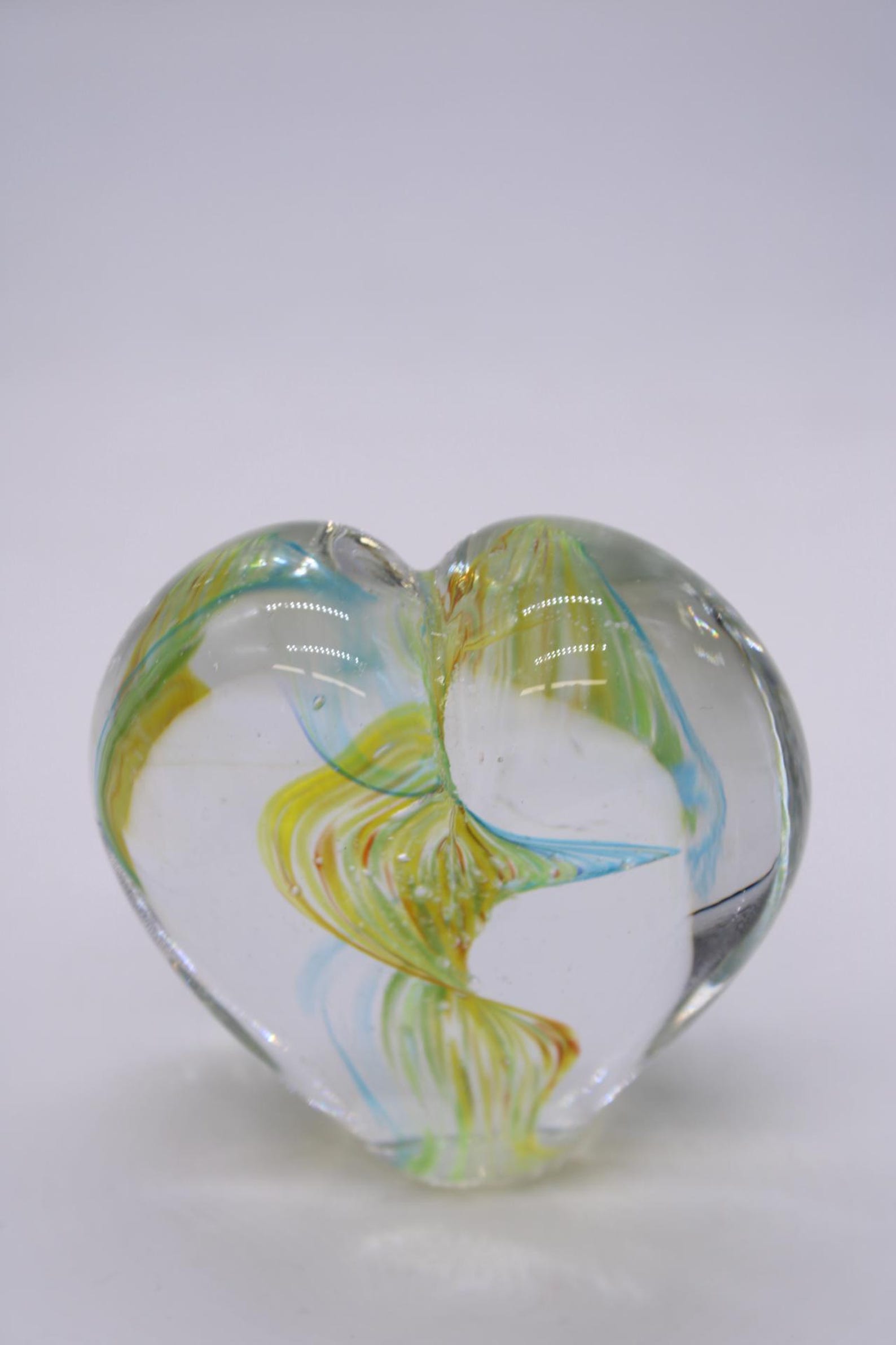 100% Handcraft Glass Delicate Swirls of Soft Rainbow Heart Glass ...
