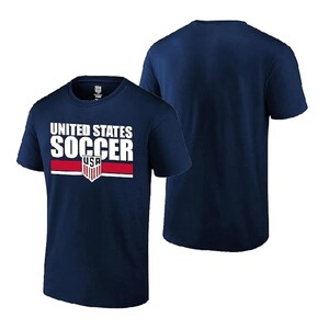 U.S. Soccer Federation USMNT Logo Adult T-Shirt Navy Logo Word Name and Number immagine 2