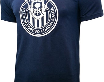 Chivas De Guadalajara Officially Licensed Soccer T-Shirt Cotton Tee - Navy  Custom Your Name & Number