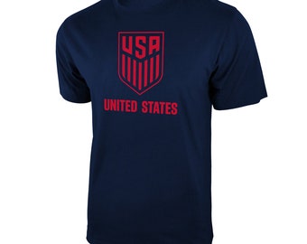 U.S. Soccer Federation USMNT Logo Adult T-Shirt Grey w/ Red Logo Name and Number
