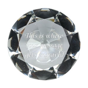 Tripact Laser Engraved Glass Diamond, Personalized Crystal, Wedding Deco, Anniversary Gifts, Mother Day, Personalized Gifts Clear 3 inchs