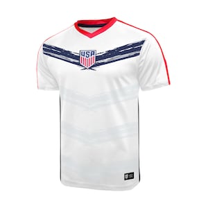 Icon Sports U.S. Soccer Federation USMNT Adult Game Day Soccer Game Day Poly T-Shirt White Team Color Custom Your Name & Number