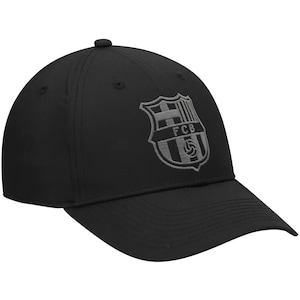FC BARCELONA Official Licensed Soccer Cap Hat - Black with Sliver Logo - Custom Name Initials