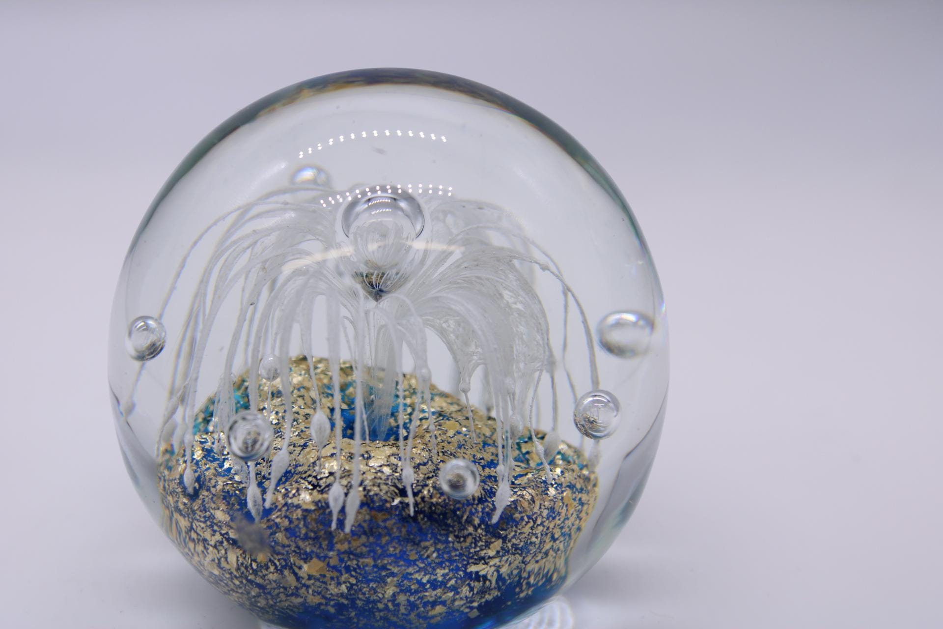100% Handcraft Glass Delicate White Tendrils Cascading Down Like a ...