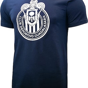 Chivas De Guadalajara Officially Licensed Soccer T-Shirt Cotton Tee - Grey [Custom] Your Name + Number Navy