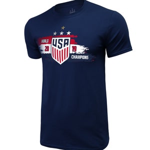 U.S. Soccer Federation USWNT Logo Adult T-Shirt Navy Logo 2019 Name and Number