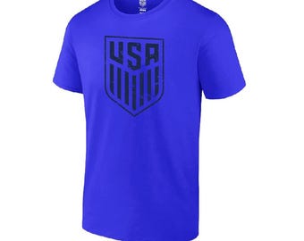 U.S. Soccer USMNT Logo Adult T-Shirt Royal Blue Color [Custom] Name + Number