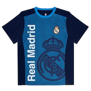 Real Madrid Soccer YOUTH  Official Soccer Training Performance Poly Jersey - Blue ( Woven Patch)
