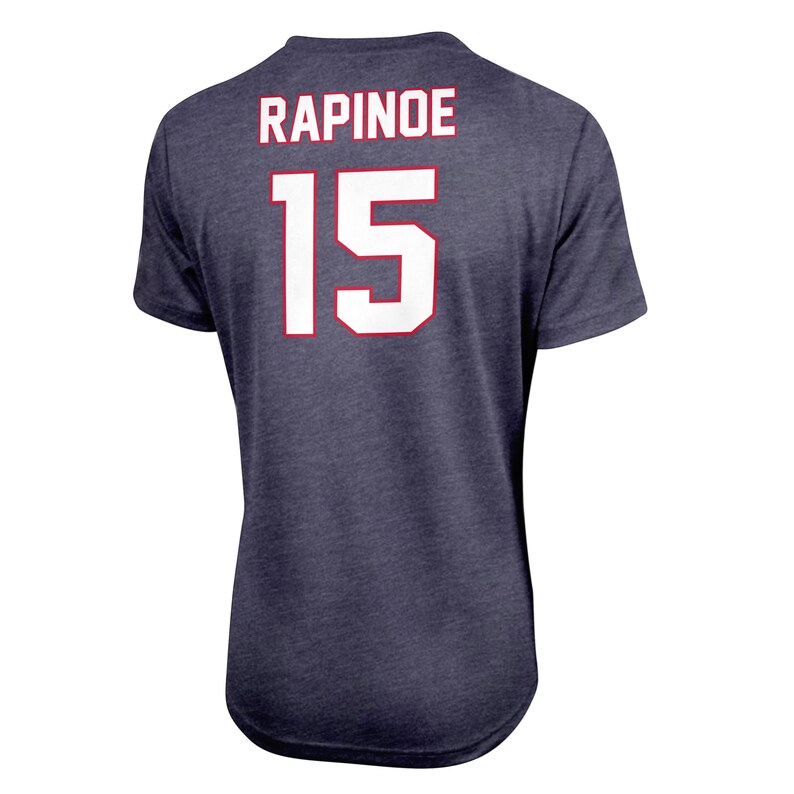 Pode incluir: Uma camiseta azul marinho com o nome "RAPINOE" e o n&uacute;mero "15" impressos nas costas em branco.