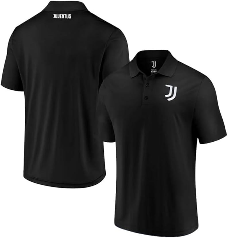 May include: Two black polo shirts with the Juventus logo. One shirt has the word "Juventus" on the back.