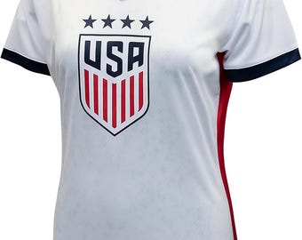 USWNT Ladies US Soccer 4 STARS Poly Jersey : Polymesh Game Day Shirt - Women Size Custom Name & Number