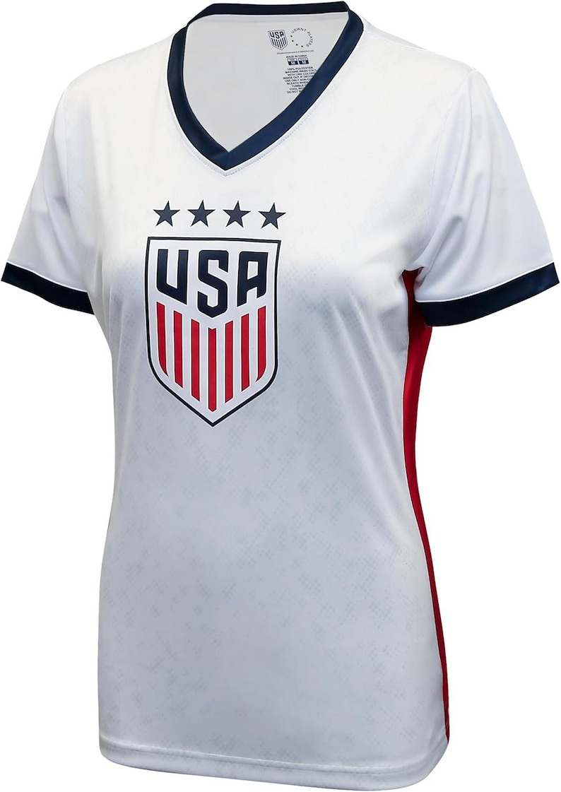 USWNT Ladies US Soccer 4 STARS Poly Jersey : Polymesh Game Day Shirt - Custom Name & Number image 3