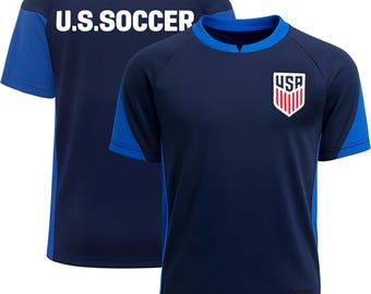 2026 USMNT Soccer T-Shirt: Custom Name & Number, Youth Poly Elite Game - Woven Patch USA