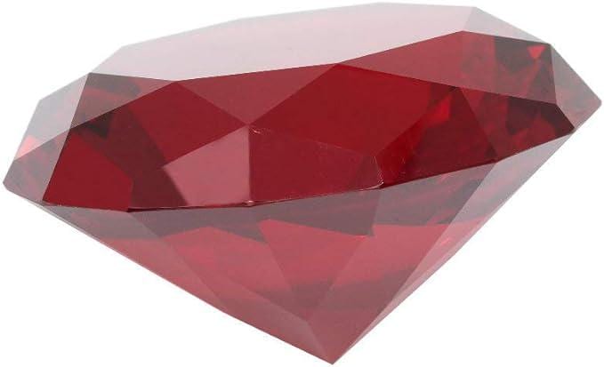 80mm Ruby Red Diamond Shaped Jewel Crystal Paperweight (original Color ...