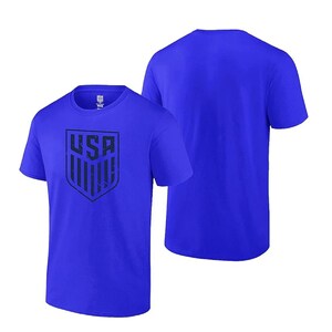 U.S. Soccer USMNT Logo Adult T-Shirt Royal Blue Color Name and Number afbeelding 2