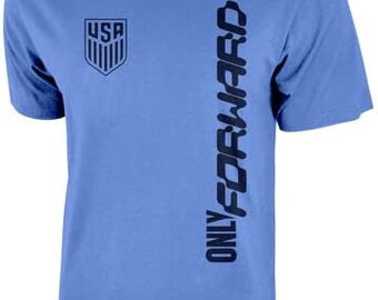 U.S. Soccer USMNT Logo Adult T-Shirt Heather Blue Black Print Only Forward
