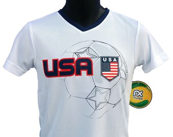 USA Flag United States Country Youth Jersey White Youth Size Custom Your Name & Number