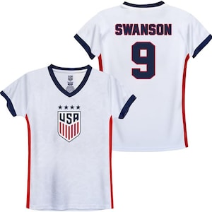 Icon Sports Official Licensed U.S. Soccer 4 Star USWNT Players Girl&#39;s Game Day Shirts Football Tee Top - Swanson 9