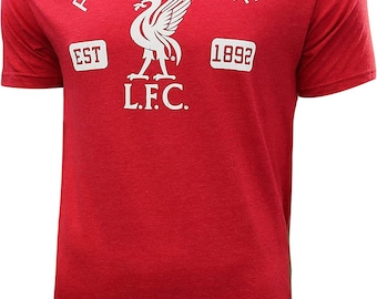 Liverpool FC Distressed Logo T-Shirt - Heather Red Name and Number