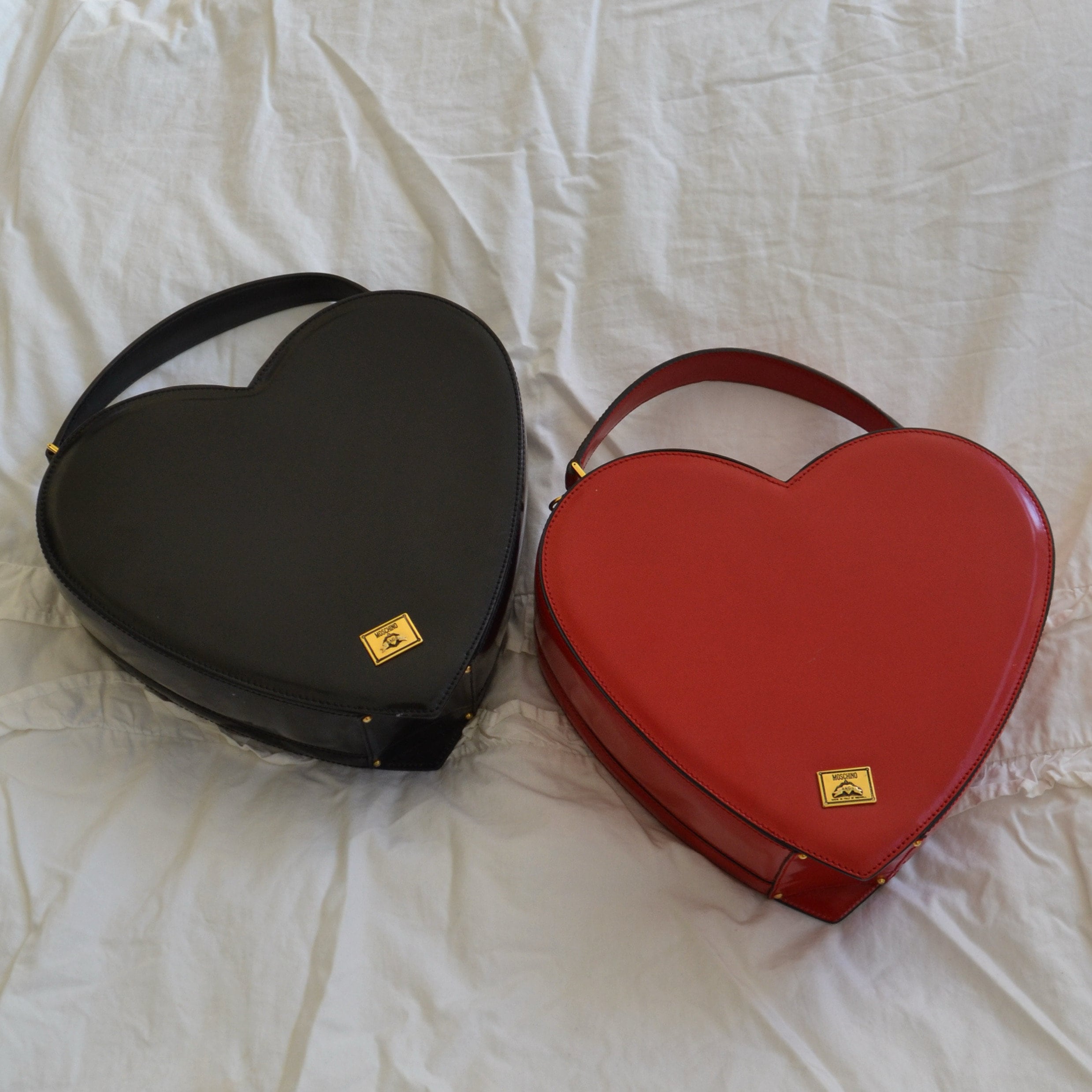 1990's Moschino Red Leather Heart Bag seen on The Nanny