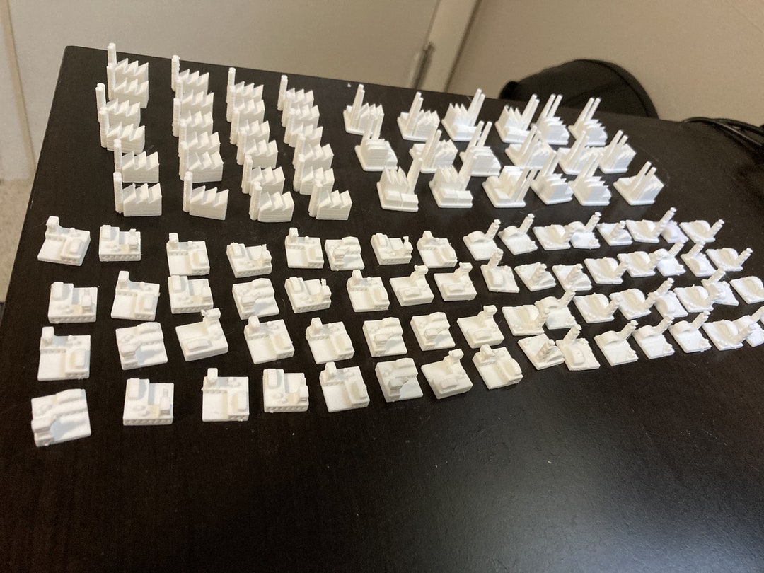 Bases/industrial Complexes for Axis & Allies 1940 106 Pieces 3D Printed