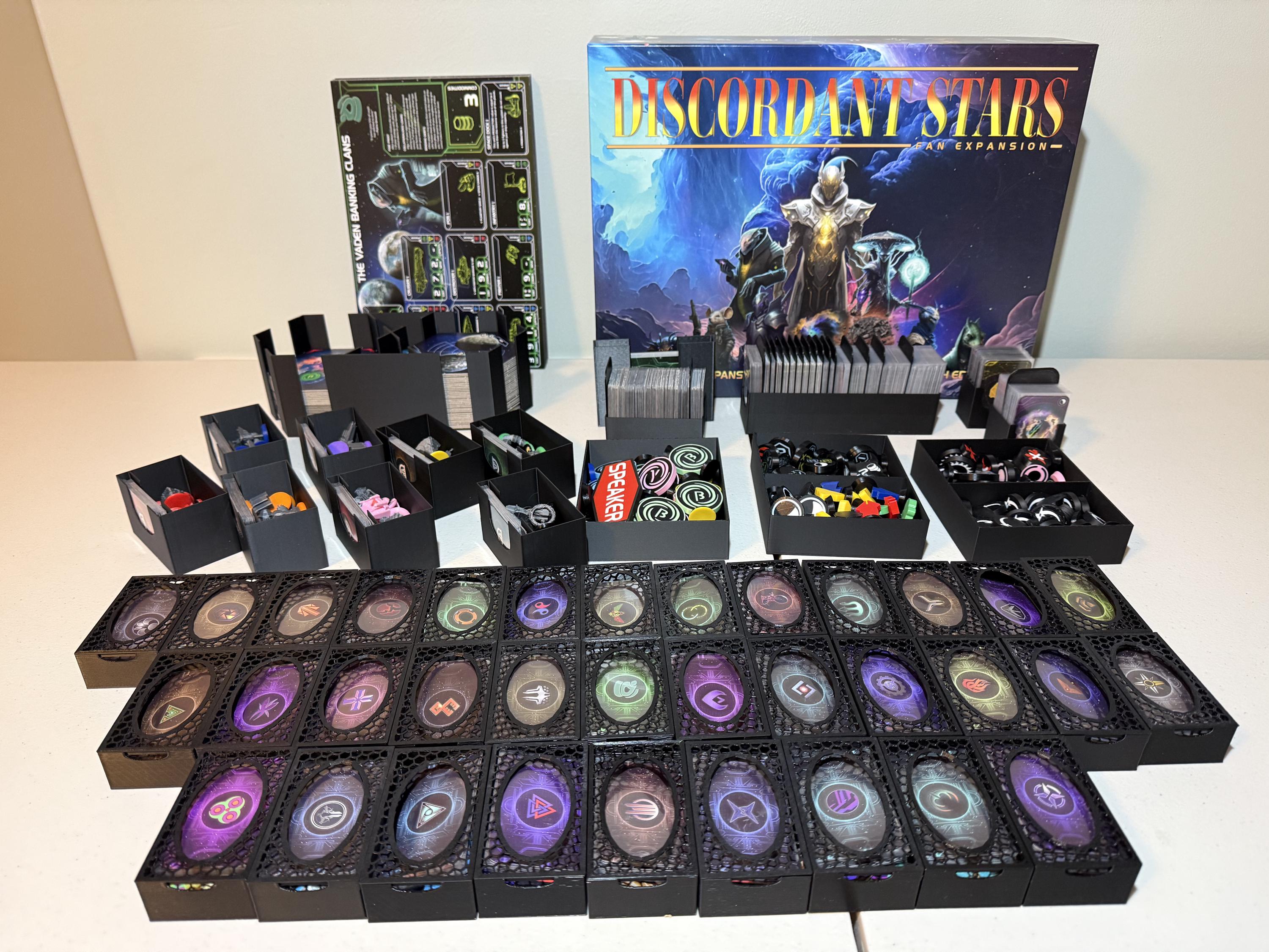 Discordant Stars Organizer - 3D Printed Insert (fan expansion not included)