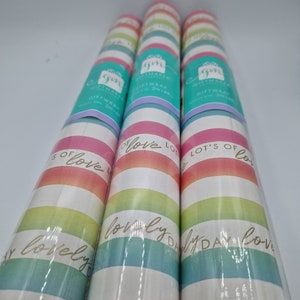 Collezione Giftmakers Carta da regalo a strisce colorate 3x2m per festeggiamenti di compleanno