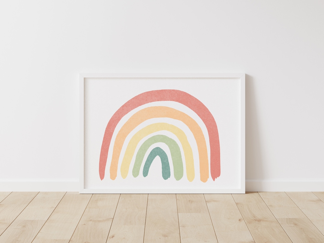 Watercolor Rainbow Wall Art Print, Neutral Nursery Toddler Room Decor ...