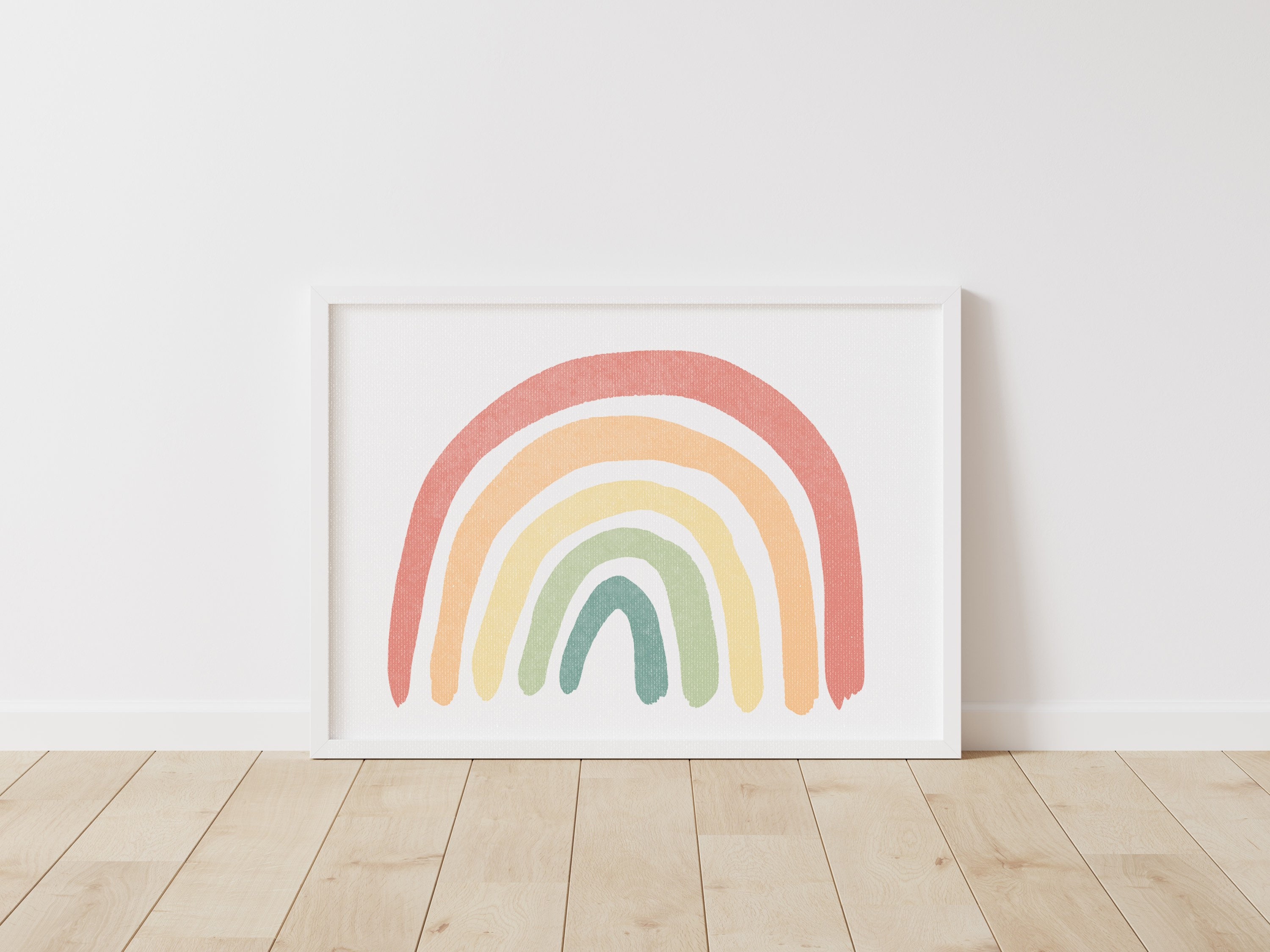 Watercolor Rainbow Wall Art Print, Neutral Nursery Toddler Room Decor ...