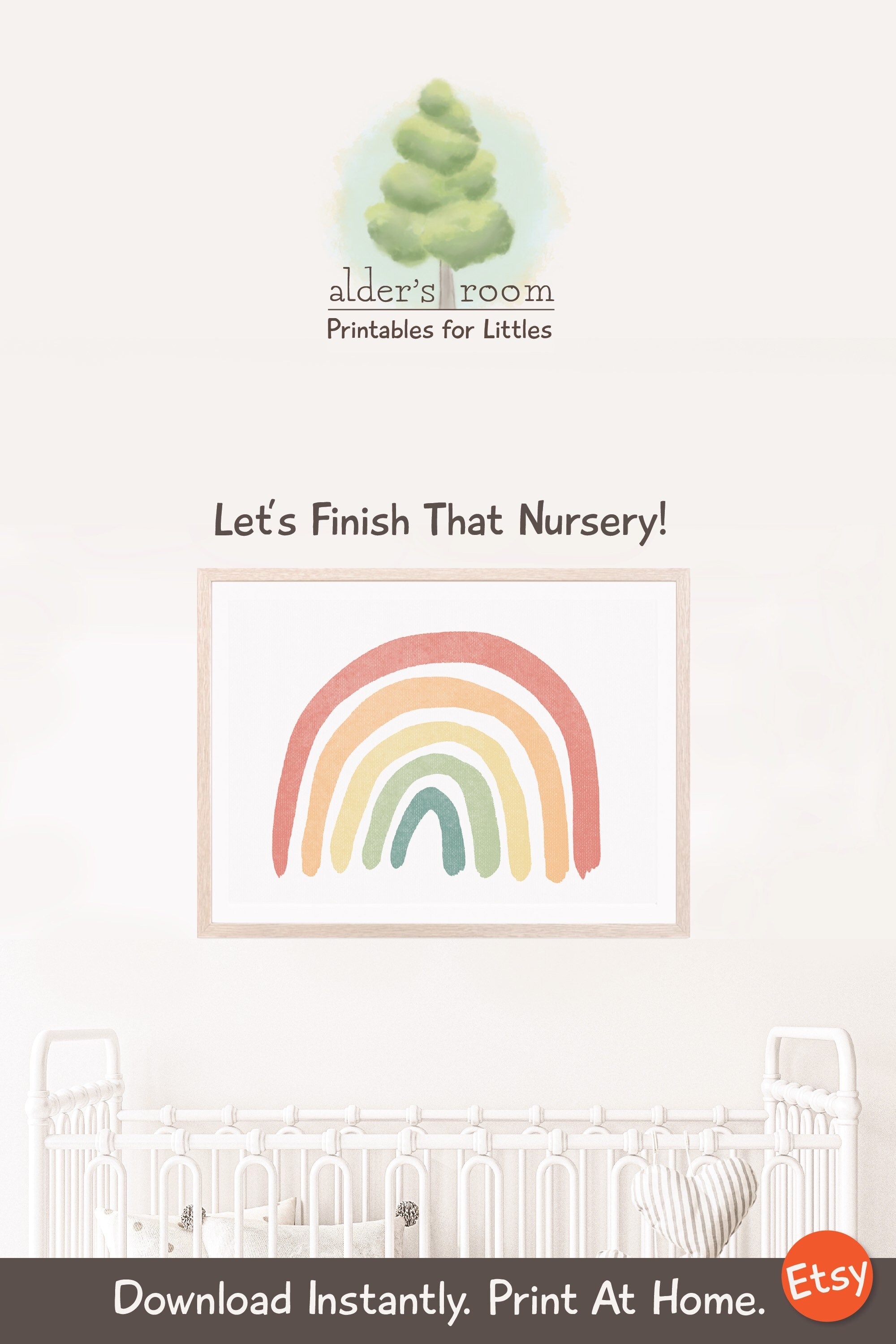 Watercolor Rainbow Wall Art Print, Neutral Nursery Toddler Room Decor ...