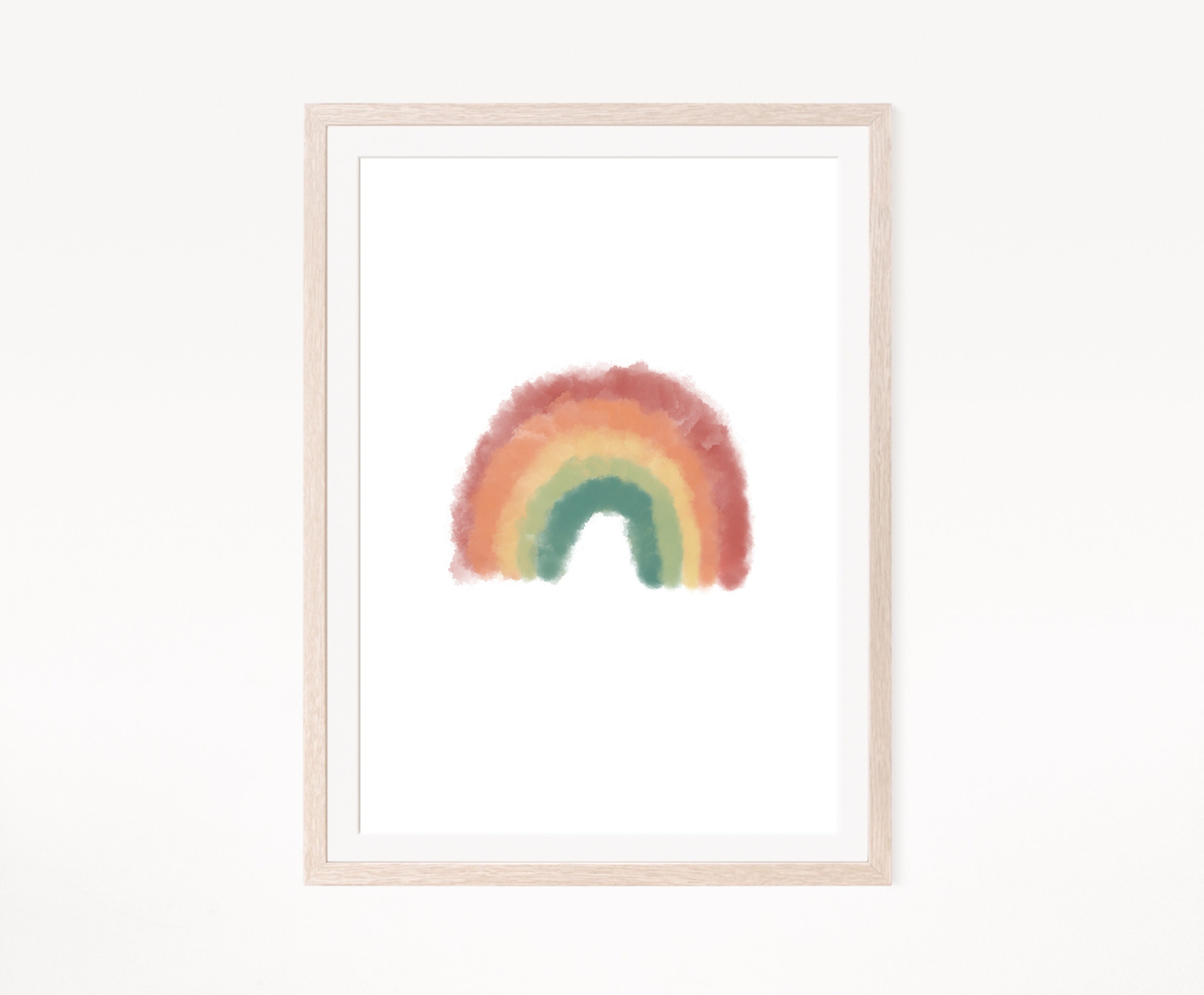 Watercolor Rainbow Sunshine and Raincloud Set of 3 Prints, Neutral ...
