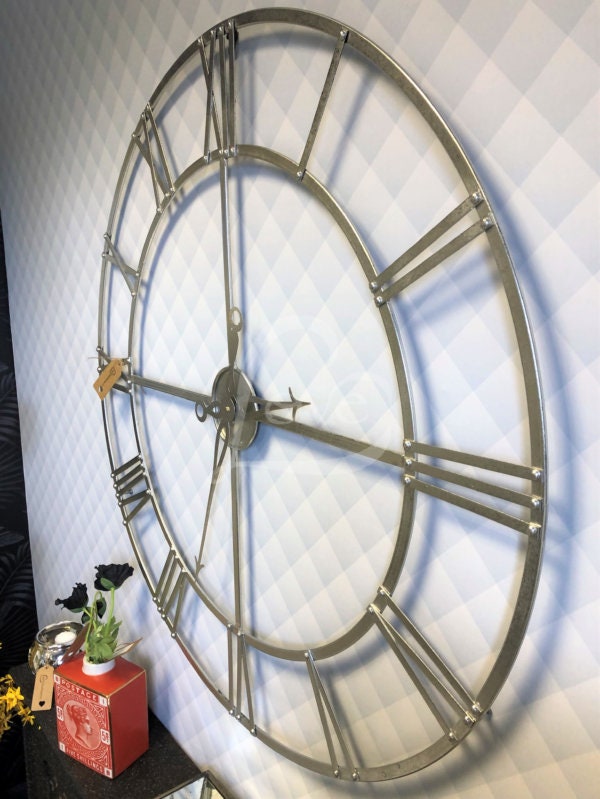 Large Silver Skeleton Wall Clock 102cm Etsy