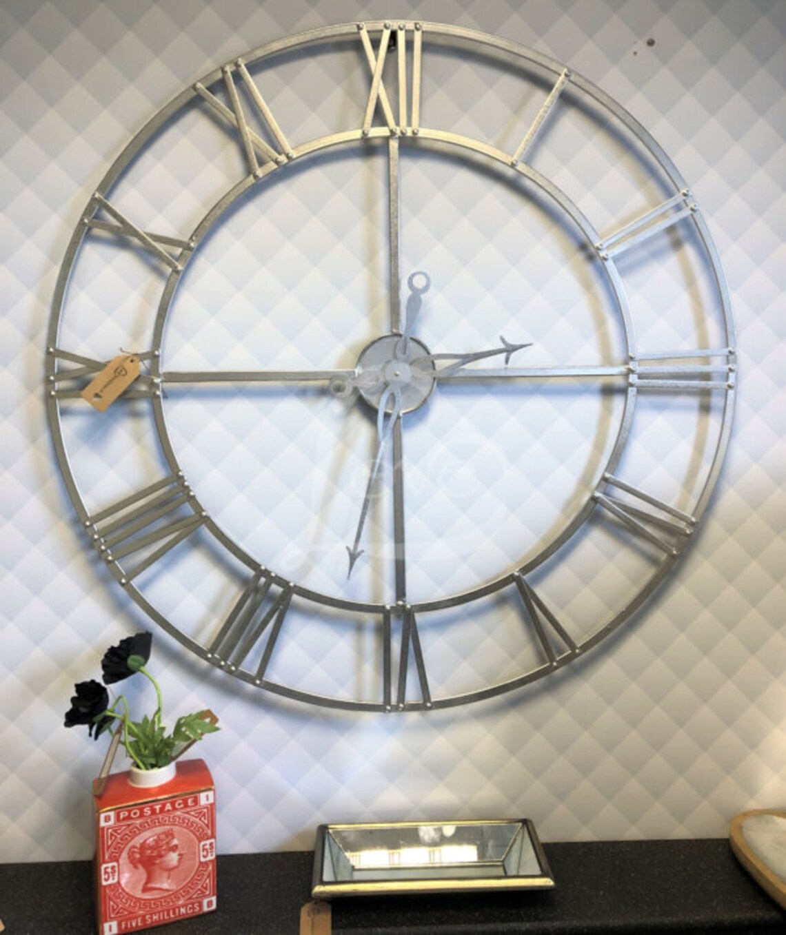 Large Silver Skeleton Wall Clock 102cm Etsy