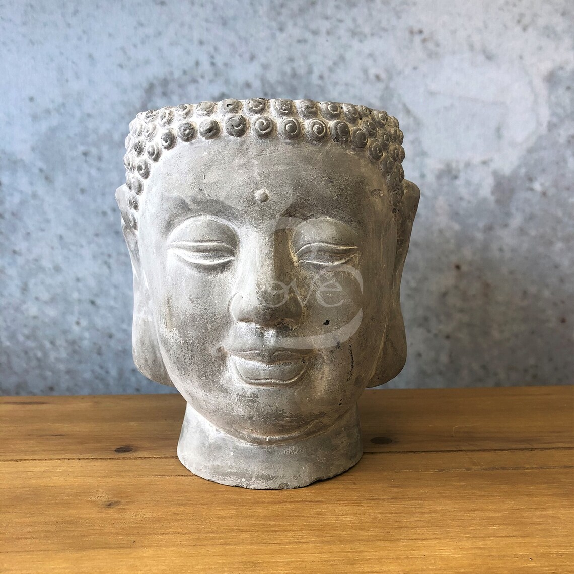 Large Cement Buddha Head with Candle Etsy