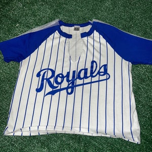 Mesh Sleeve KC Royals Striped Crop Top